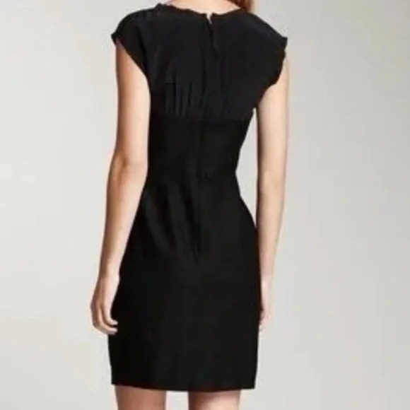 Rebecca Taylor Black Linen Blend Silk Panel Lace Up Bustier Corset Dress Size 8 - Picture 2 of 11